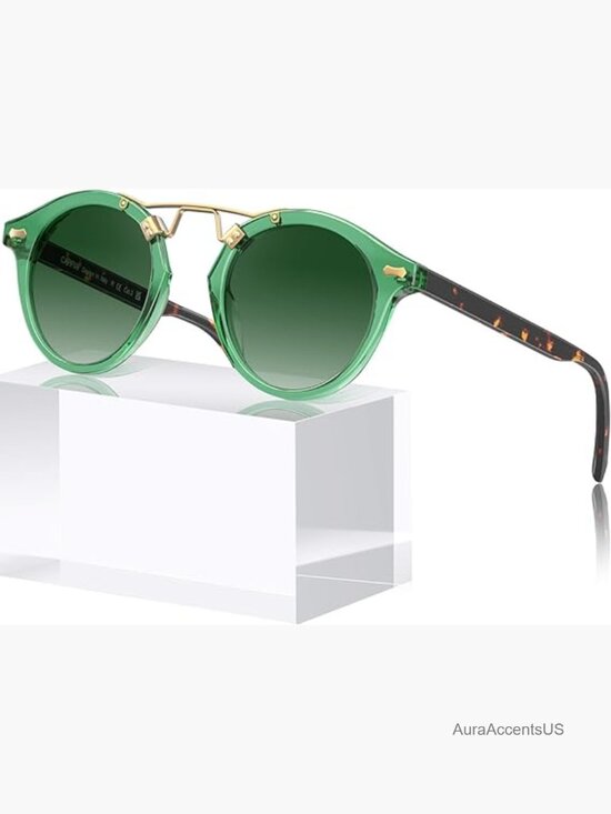 Retro Double Bridge Acetate Polarized Sunglasses UV Protection Small Face